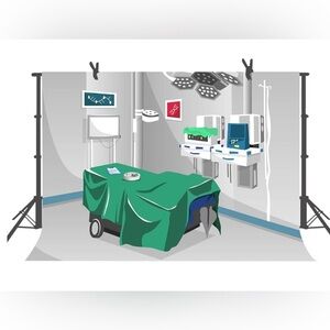Cartoon Hospital Operating Room Medical Equipment backdrop.